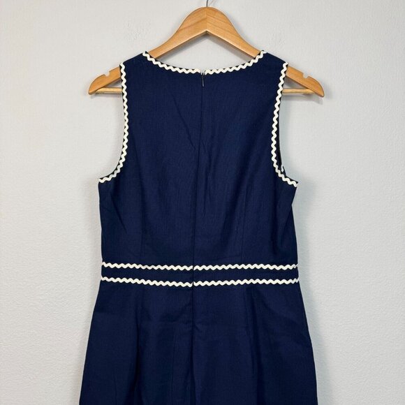 J. Crew Womens Sleeveless Rickrack Trim Sheath Suiting Dress Navy Blue Size 6 - Picture 5 of 16